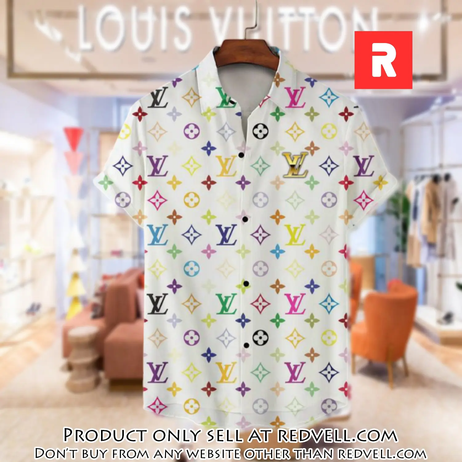 Lv louis vuitton luxury hawaiian shirt & short set lhs1202 rv4133063